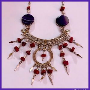 Antique Deep Stone Sash Necklace